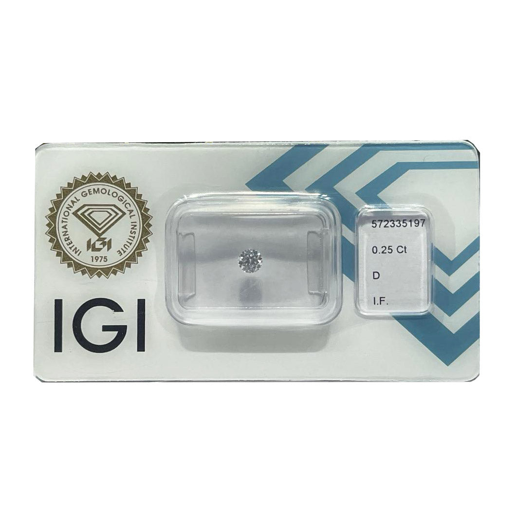 IGI Diamond Blister Certified Brilliant Cut 0.25ct Color D Purity IF
