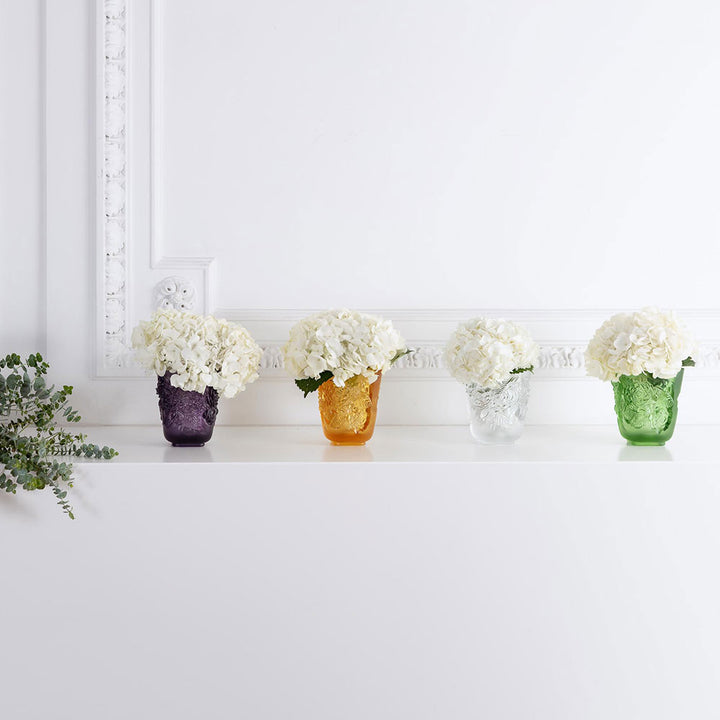 Lalique vase pivoines petit modèle crystal green 10708800