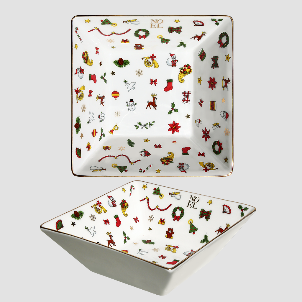 Taitù square bowl Noel gold collection end end bone china 12-4-12