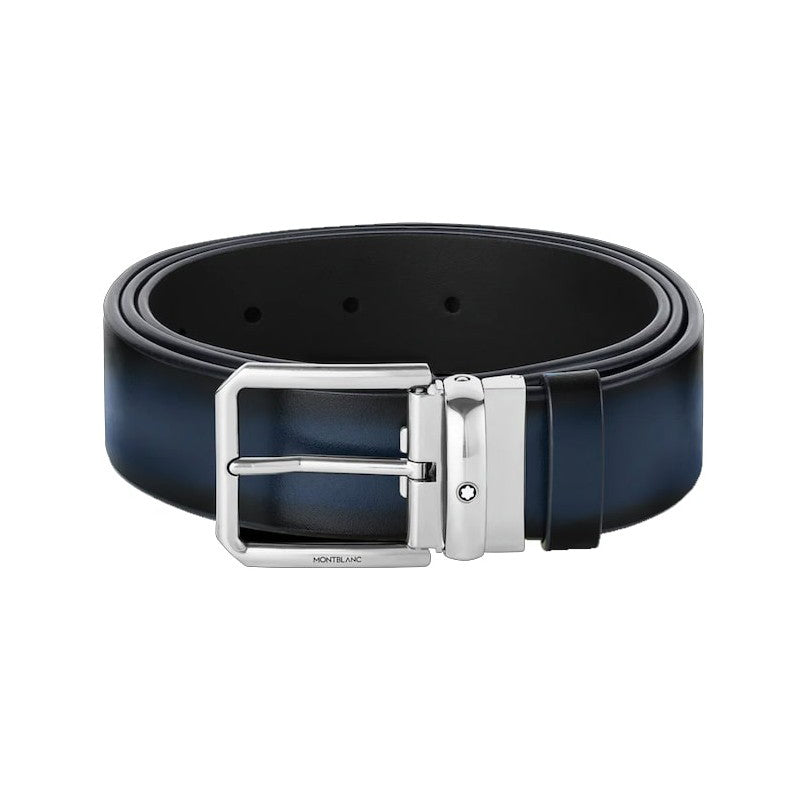 Montblanc 35 mm Cinturón rectangular Hebilla azul sombreado 131184