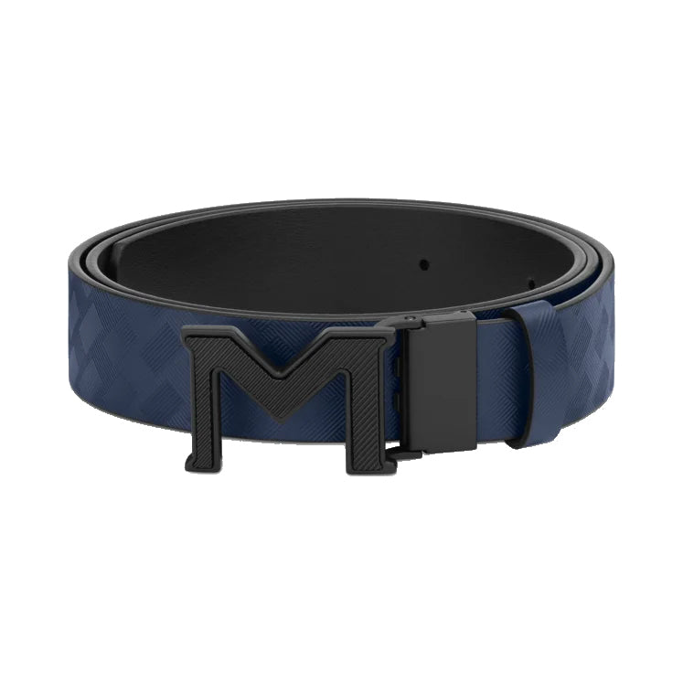 Cinturón reversible de Montblanc con hebilla m extrema 3.0 azul/negro suave 198648