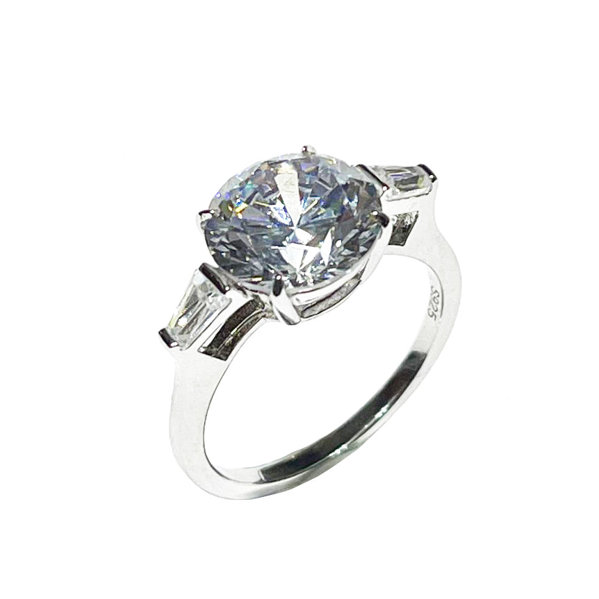 AP Coral anello solitario Hollywood Diva Style argento 925 finitura rodio cubic zirconia AN131BN