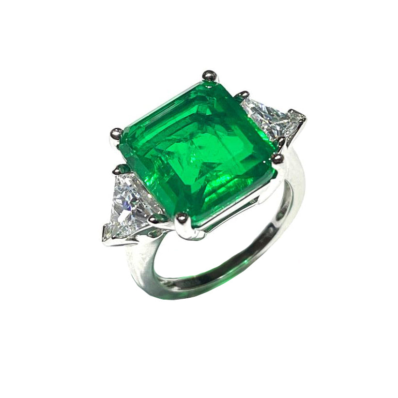 AP Coral anello Hollywood Diva Style argento 925 finitura rodio quarzo smeraldo AN62CG