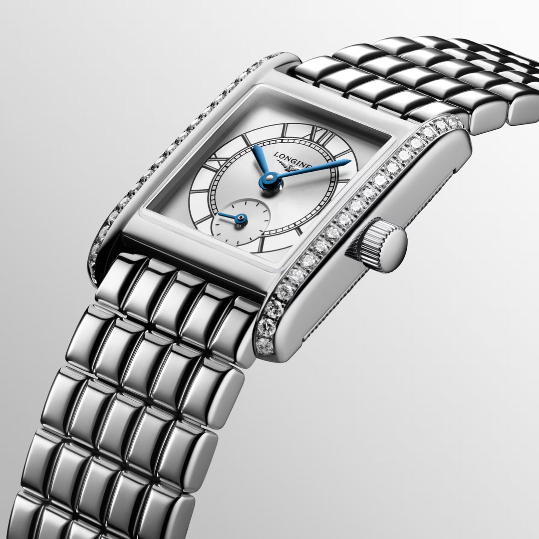 Reloj Longines Mini Turcevit 21.5x29mm Plata Diamantes Cuarzo Acero L5.200.0.75.6