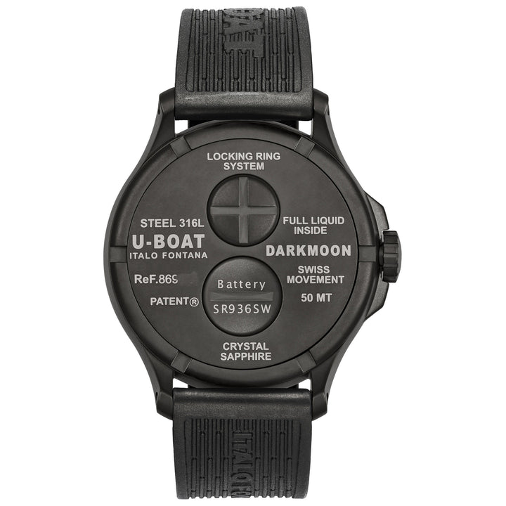 U-BOAT reloj Darkmoon rojo IPB Soleil 44 mm de acero de cuarzo acabado IP negro 8697-B