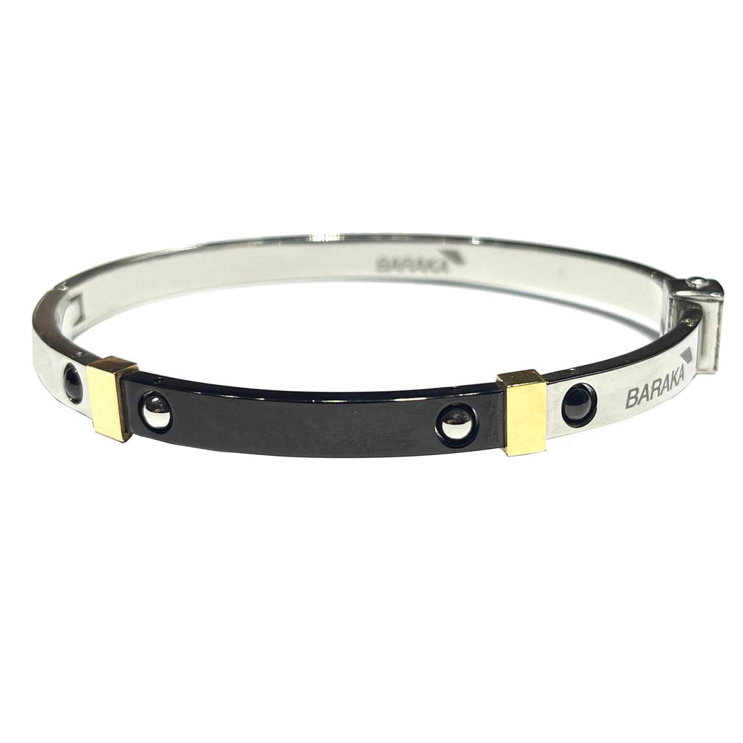 Barakà bracciale rigido Explore oro rosa 18kt acciaio finiture PVD nero BR21181