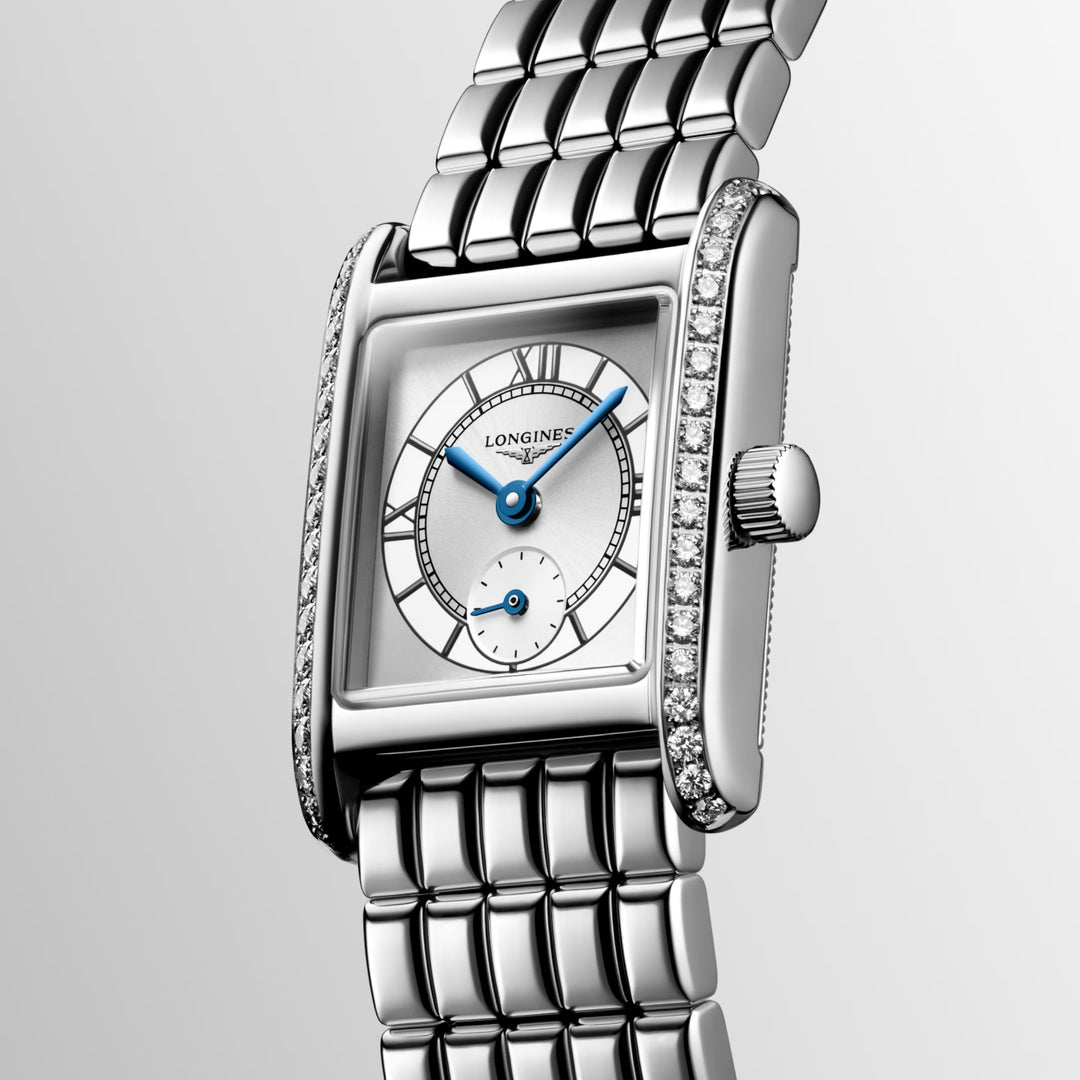 Longines Mini Dolcevita Uhr 21,5x29mm Silber Diamonds Quarz Stahl L5.200.0.75.6