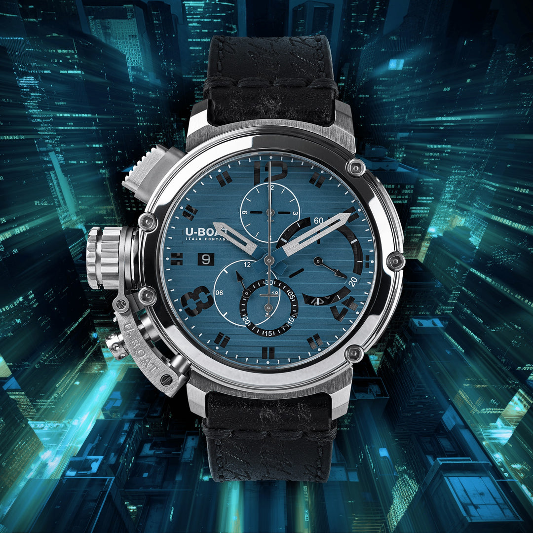 U-BOAT orologio Chimera Chrono SS 300 Limited Edition 46mm blu automatico acciaio 9589