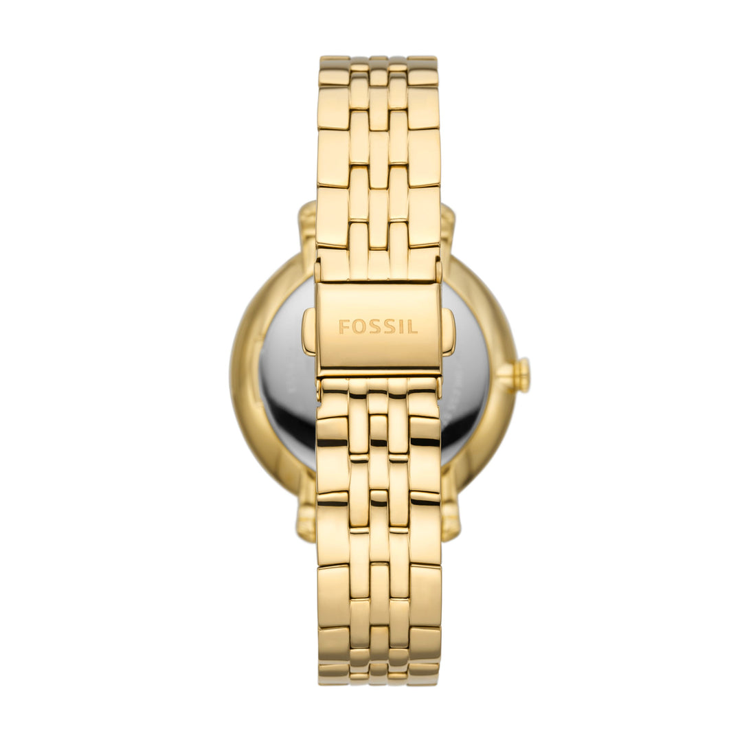 Horloge multifonction de Jacqueline fossile avec phases solaires et lunaires avec bracelet en acier doré ES5167