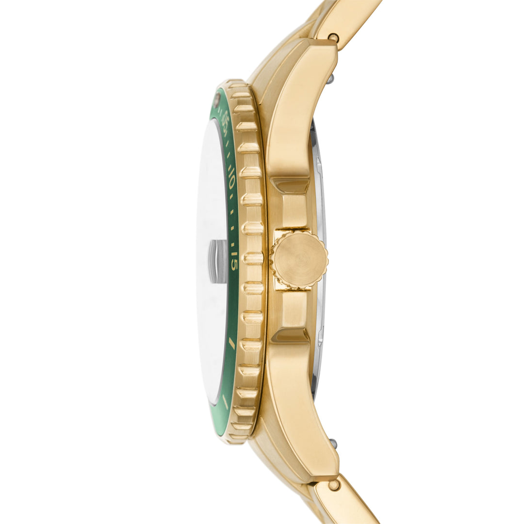 Fossile fossile blaue Uhr Uhr mit goldfarbenem Goldstahl Dario und Armband FS5950