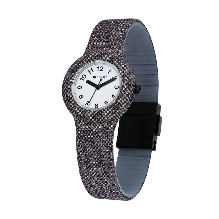 Hip Hop Black and Fuchsia Shimmer Crush Collection 32mm Hwu1243 watch