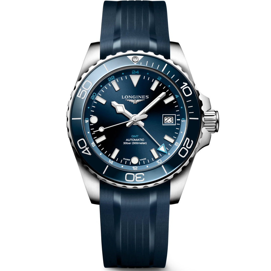 Longines orologio Hydroconquest GMT 41mm blu automatico acciaio L3.790.4.96.9