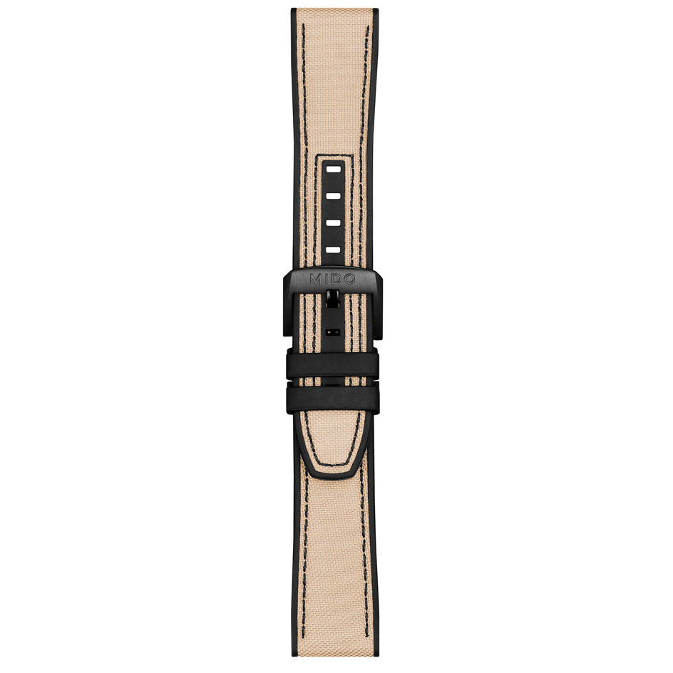 Black/beige silicone mido 22/20 with black steel buckle m603016575