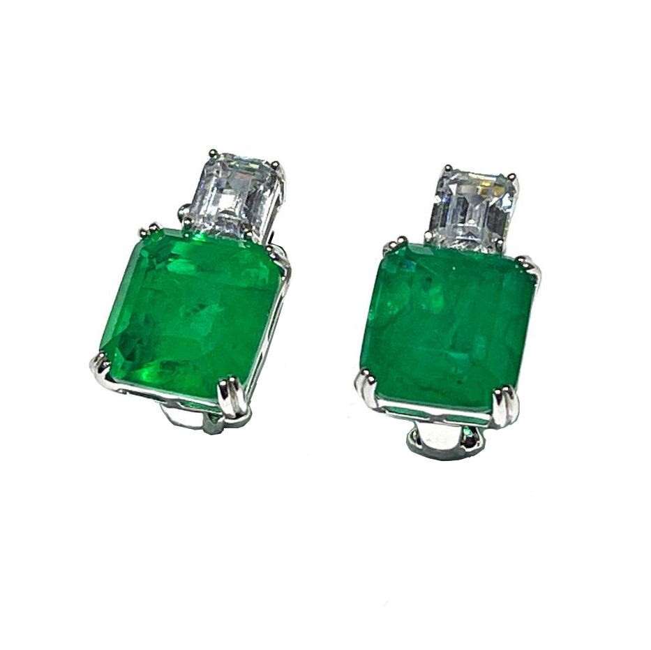 AP Coral orecchini Hollywood Diva Style argento 925 finitura rodio quarzo smeraldo OR191ES