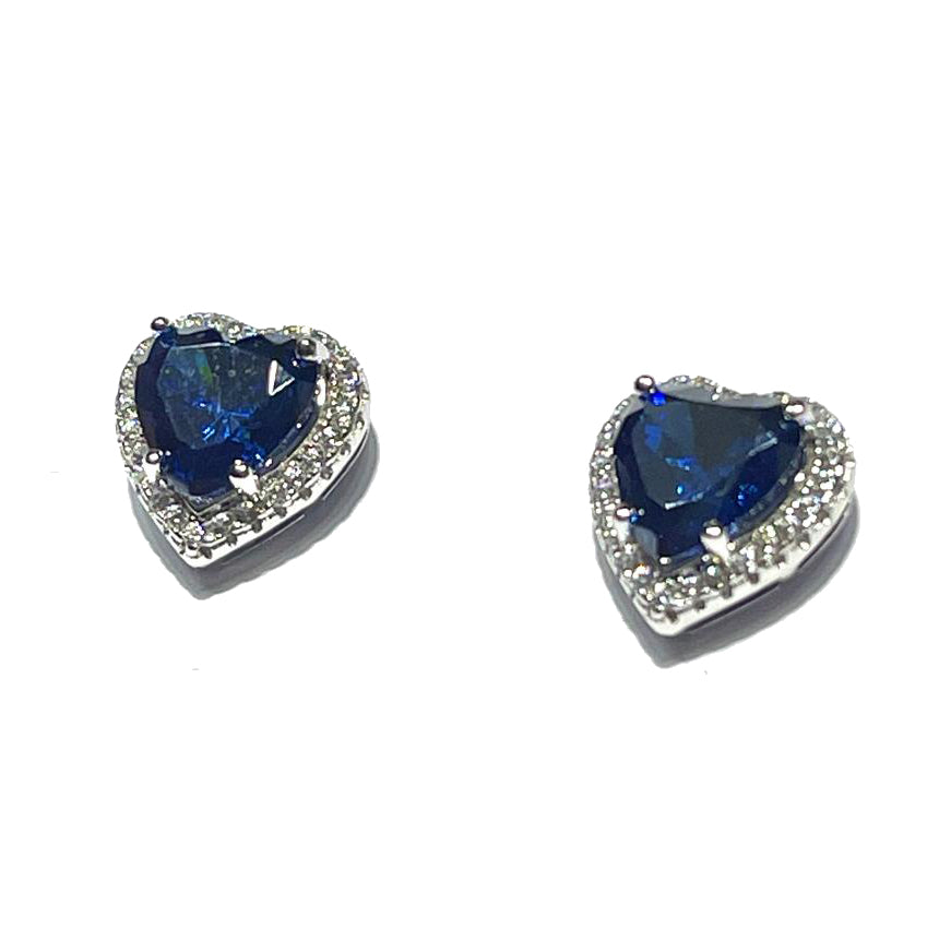 AP Coral Heart Hollywood Boucles d'oreilles Diva Style Silver 925 Rhodium Finish Quartz Zaffiro OR462LB