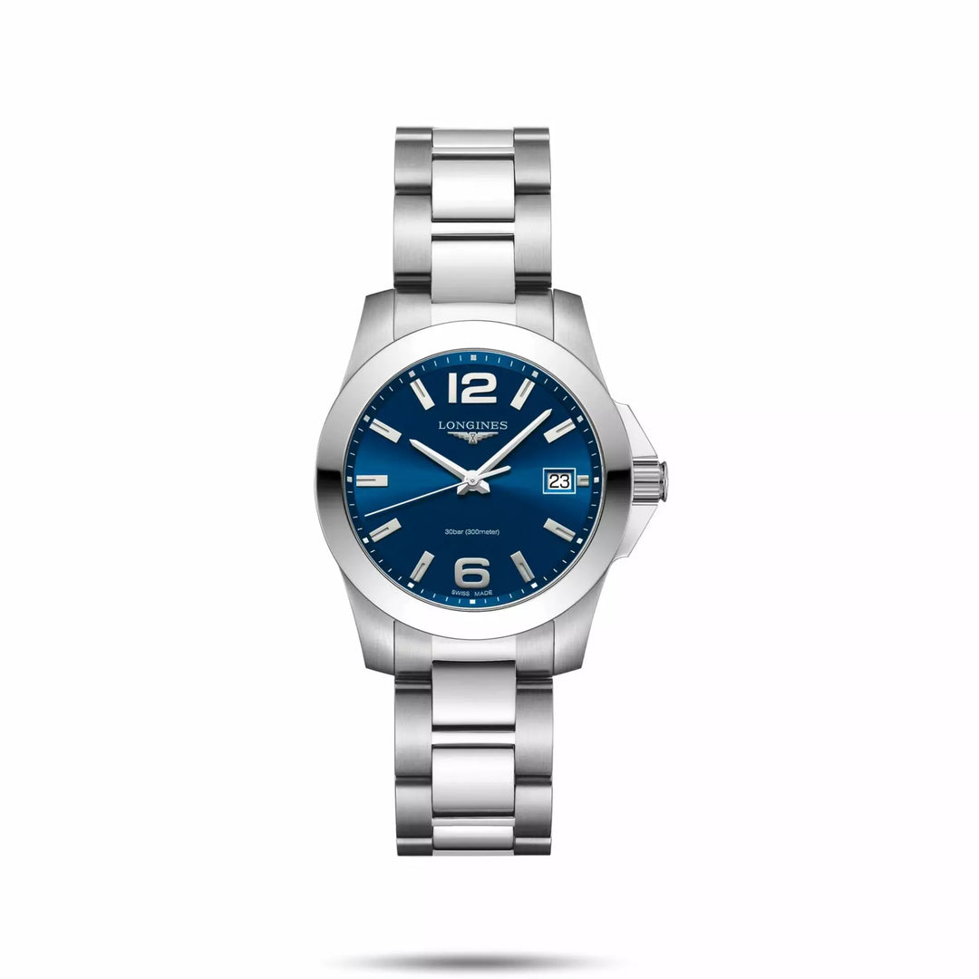 Longines orologio Conquest 34mm blu automatico acciaio L3.377.4.96.6