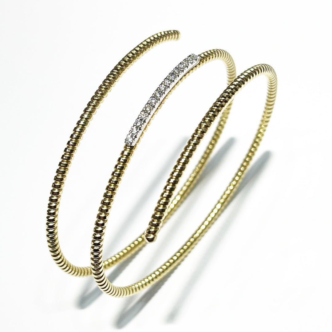 Head bracelet spiral Tubogas core titanium 18kt gold diamonds S073