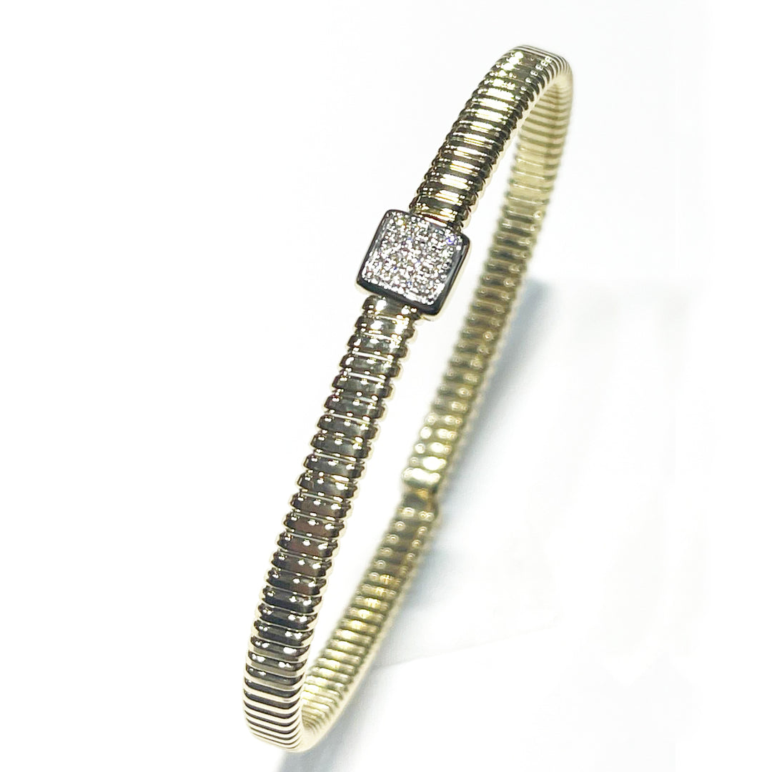 Head bracelet Carre Tubogas core titanium 18kt gold diamonds S368