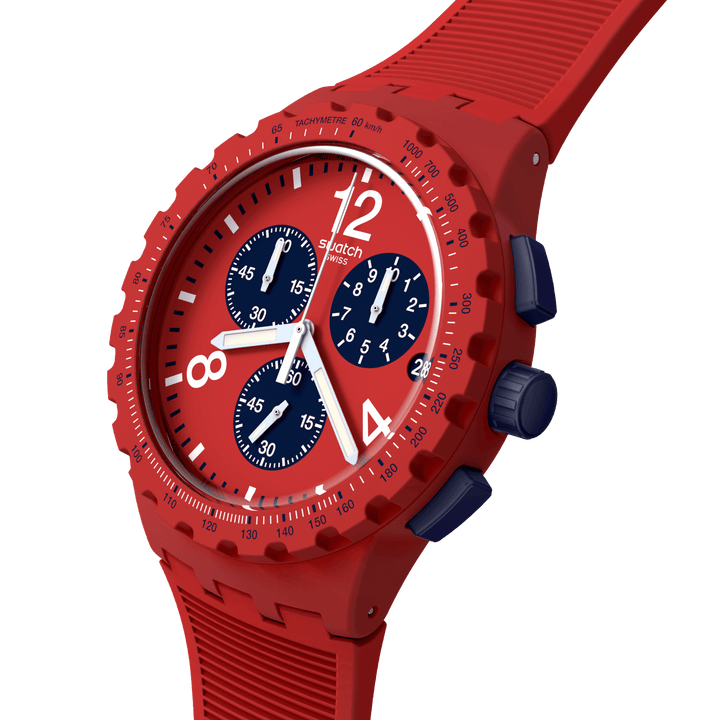 Swatch primarily red originals chrono 42mm surs407