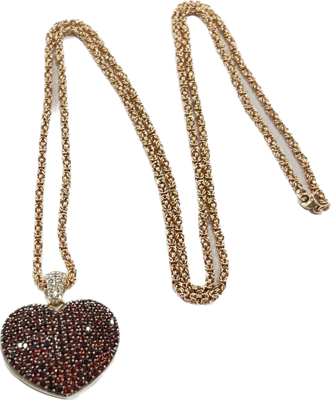 Sidalo Necklace Heart Silver 925 Finish Pvd Gold Rosa Granati M-4424