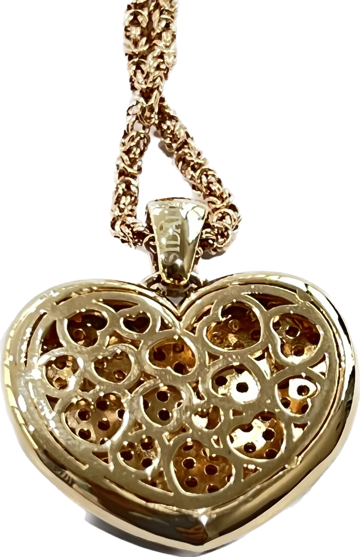 Sidalo Necklace Heart Silver 925 Finish Pvd Gold Rosa Granati M-4424