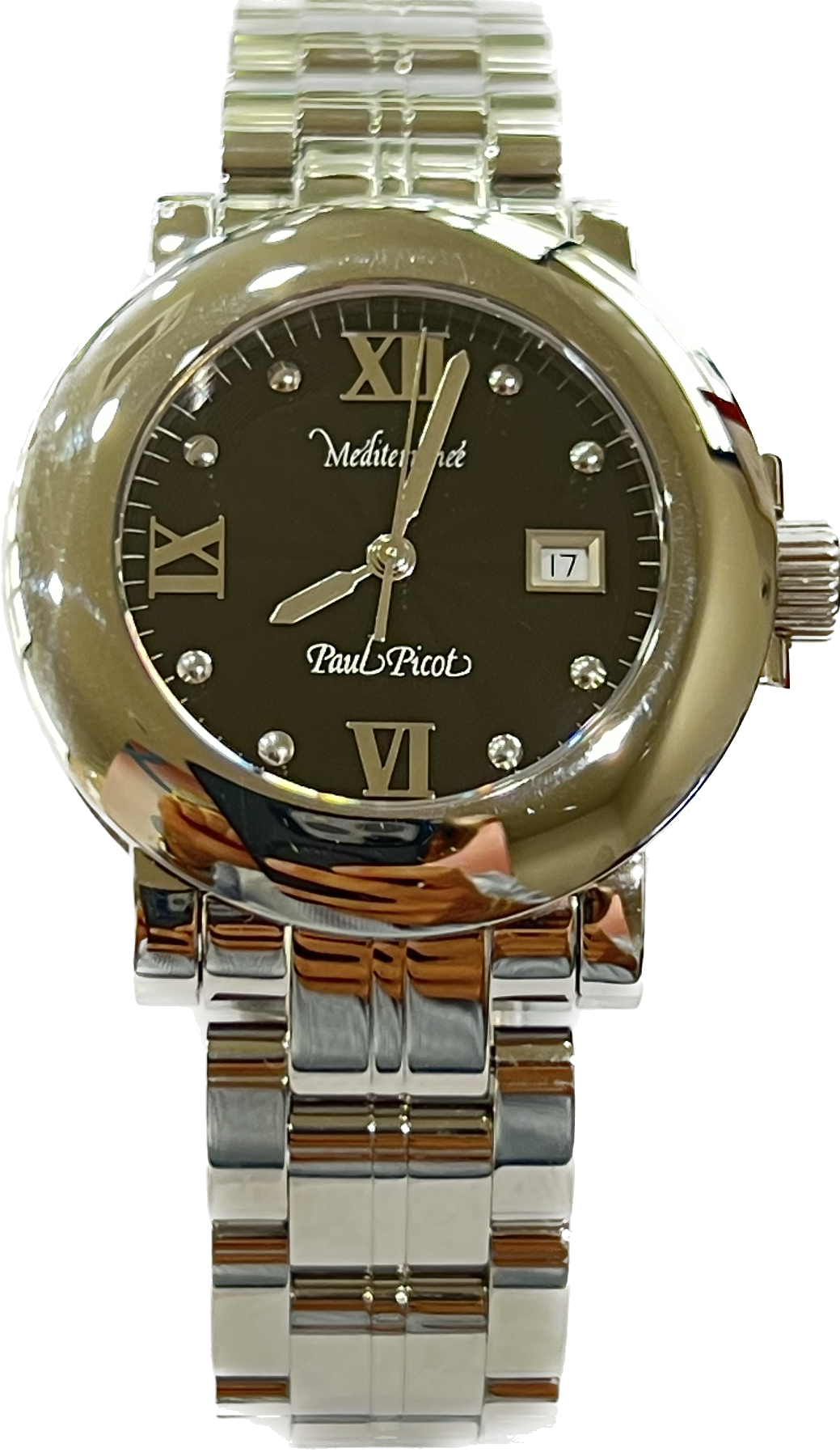 Paul Picot Mediterranean Reloj '36 mm de acero de cuarzo negro 4108 NE