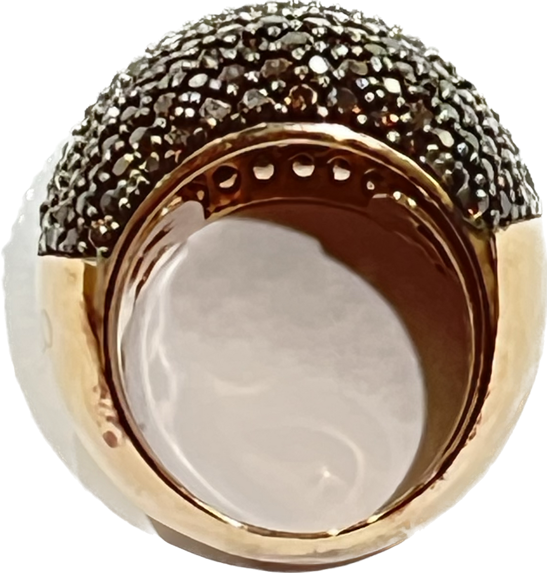 Sidalo Pavè Brown Ring Silver 925 Finish Pvd Gold Rosa Cubic Zirconia M4425-BW