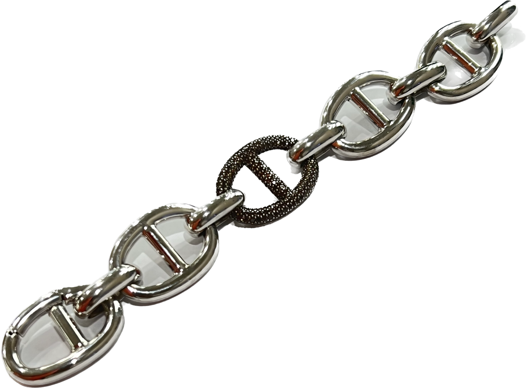 Sidalo bracelet silver marine jersey 925 zirconi brown m-4442-b