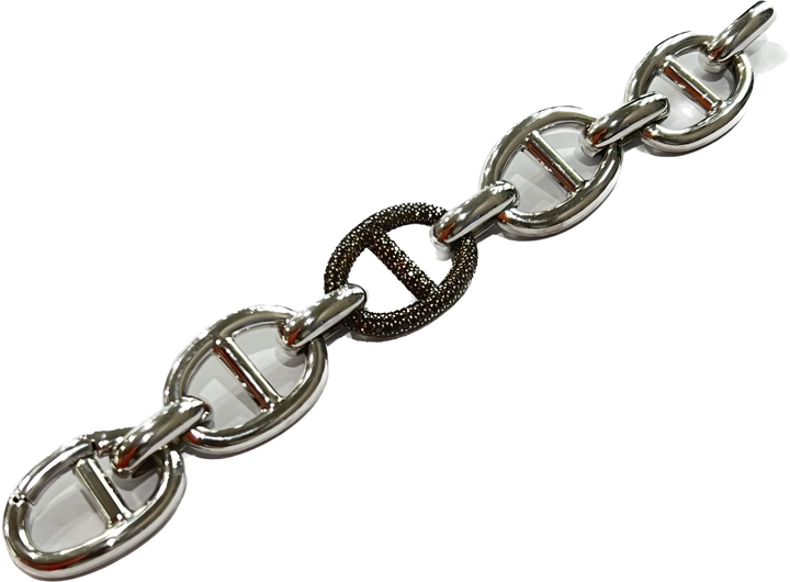 Sidalo Armband Silber Marine Trikot 925 Zirkonibraun M-4442-B