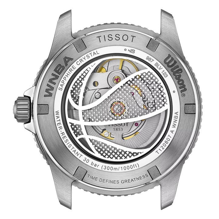 Reloj Tissot Seastar Wilson WNBA edición especial 40mm negro acero automático T120.807.17.051.00