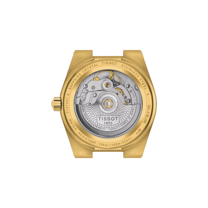 Tissot horloge PRX Powermitic 80 35 mm Champagne en acier automatique Finition PVD Gold Gold T137.207.33.021.00