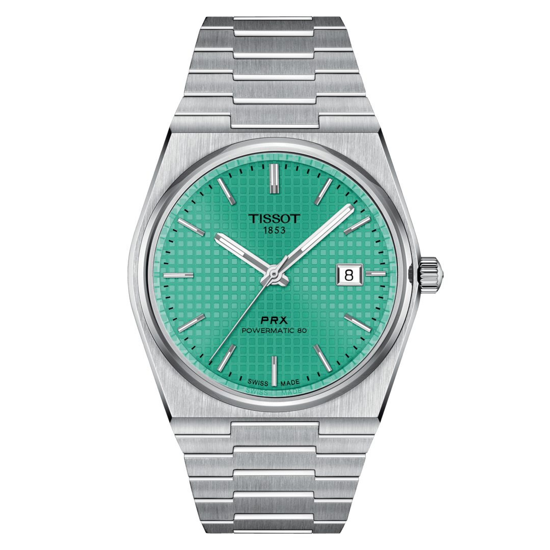 Tissot orologio PRX Powermatic 80 40mm verde acqua automatico acciaio T137.407.11.091.01