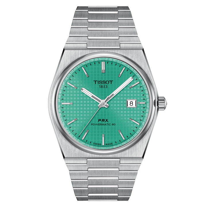 Tissot orologio PRX Powermatic 80 40mm verde acqua automatico acciaio T137.407.11.091.01