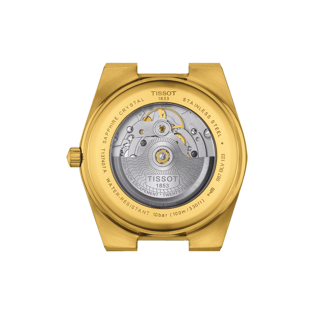 Tissot horloge PRX Powermitic 80 40 mm Champagne en acier automatique Finition PVD Gold Gold T137.407.33.021.00