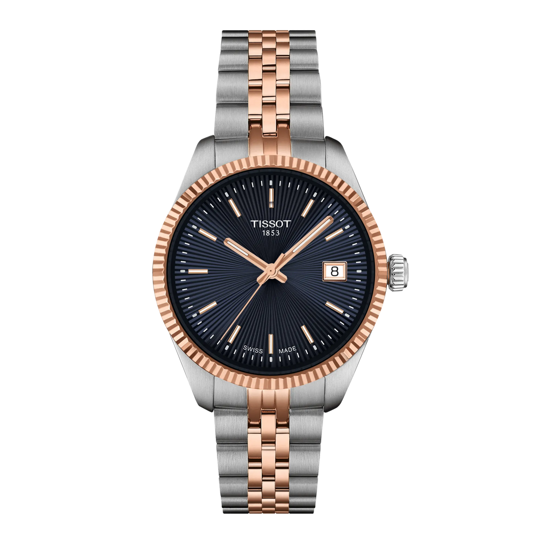 Tissot Ballade Watch 34 mm Blue Quartz Steel PVD Finitions Rose Gold T156.210.22.041.00