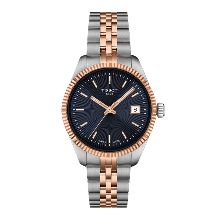 Tissot Ballade Watch 34 mm Blue Quartz Steel PVD Finitions Rose Gold T156.210.22.041.00