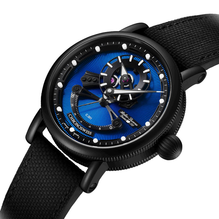 Chronoswiss orologio Open Gear Resec Blue On Black Limited Edition 50pezzi 44mm blu automatico acciaio finitura DLC nero CH-6925M-EBBK