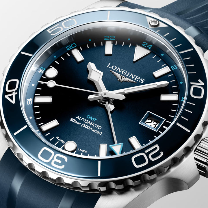 Longines watch Hydroconquest GMT 41mm blue automatic steel L3.790.4.96.9
