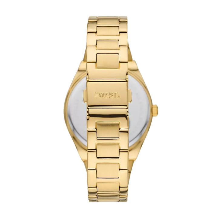 Fossil Scarlette Watch 38mm Champagner Quarz Stahl Finish PVD Gold ES5299