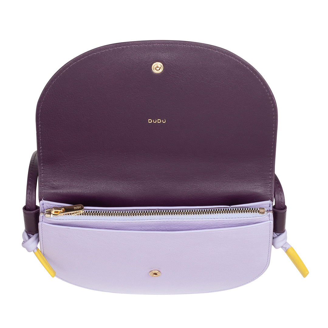 DUDU Sac à bandoulière pour femme en cuir de petite taille, Sac à bandoulière design fin et compact avec fermeture à bouton, bandoulière réglable