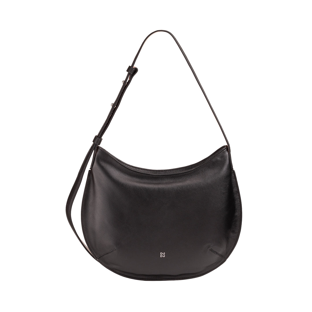 Sac à bandoulière doux pour femme moyenne en cuir véritable, Sac Hobo avec bandoulière réglable, Sac à bandoulière avec fermeture éclair