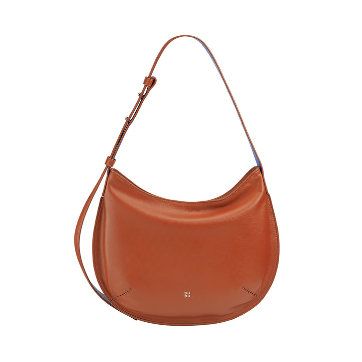 DUDUDUDU Bolso de hombro suave para mujer mediano de cuero genuino, Bolso Hobo con correa ajustable, Bolso de hombro con cremallera Zip