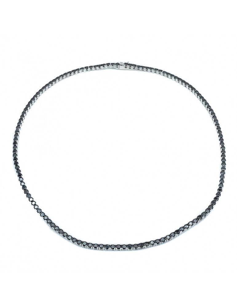 Comete Tennis-Halskette 925 Silber schwarze Zirkone UGL 738 N M42