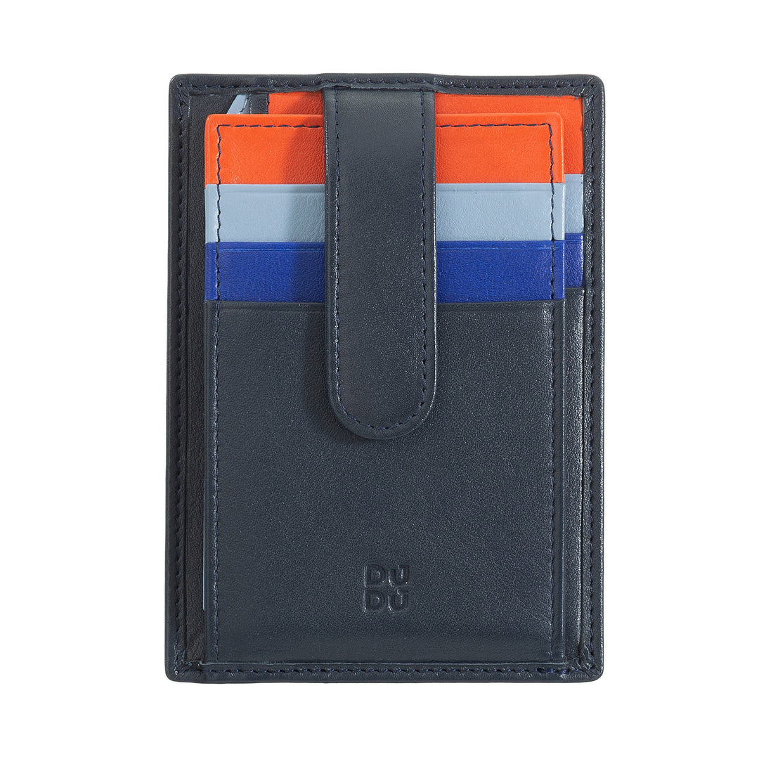 DUDU Multicolor Leather Slim Men's Credit Card Holder Women with 9 Slots and Security Closure