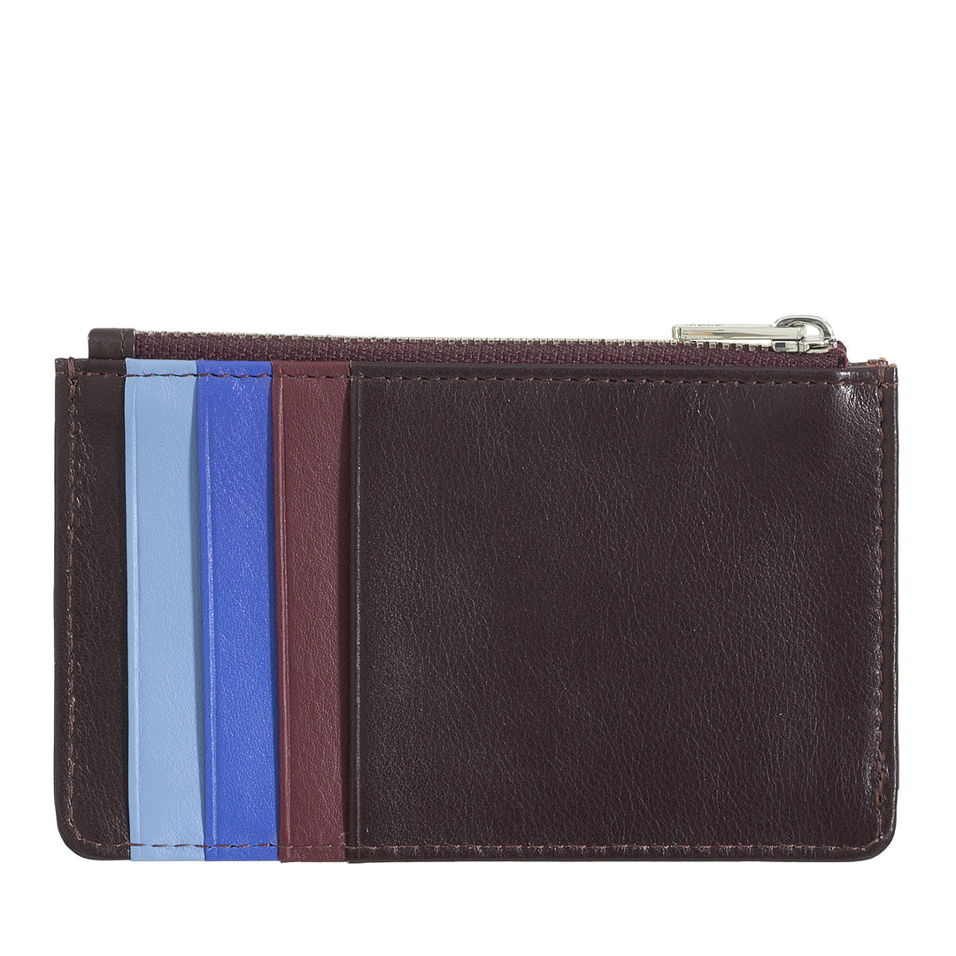 DUDU Men's Credit Card Holder Women's Leather, Small Thin Wallet, 4 Card Holder, with Zipper Closure