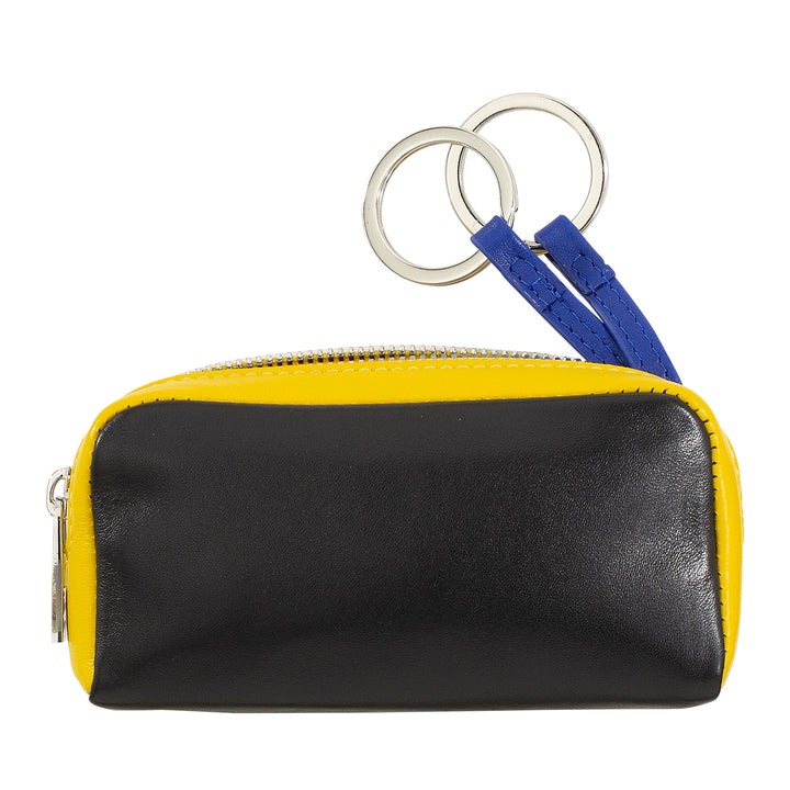 Unisex key ring in colored genuine calfskin signed DUDU