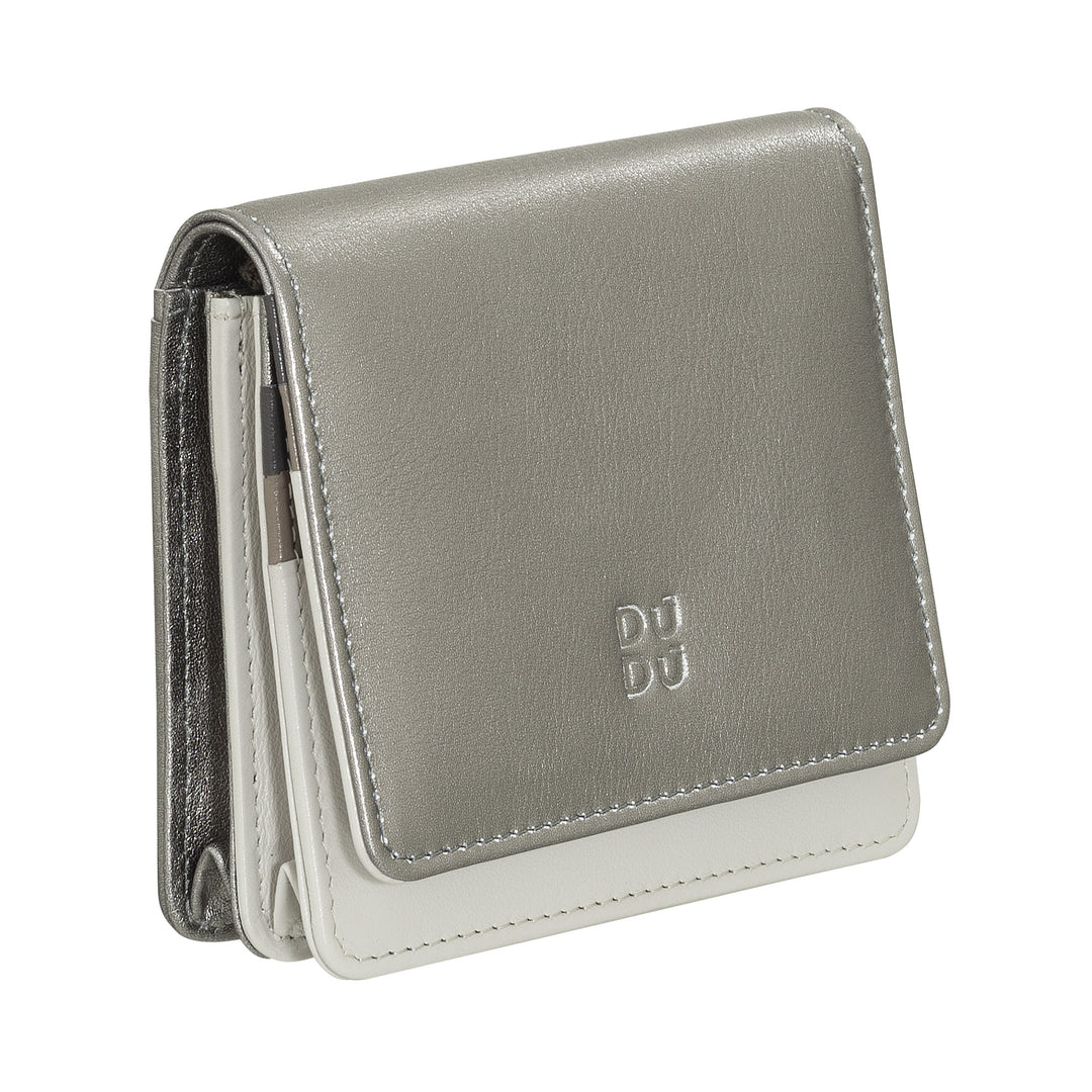 DUDU Women's Wallet Small RFID Shielded Leather Ultra Compact with Internal Zip and 8 Card Holders