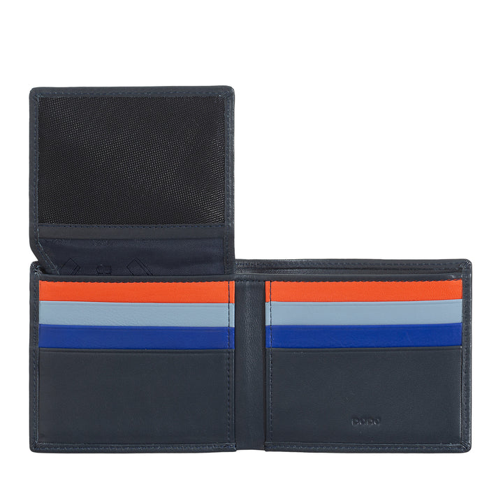 DuDu Cartera pequeña RFID para hombre Multicolor Leather Tarjetas de soporte Tarjetas de tarjeta