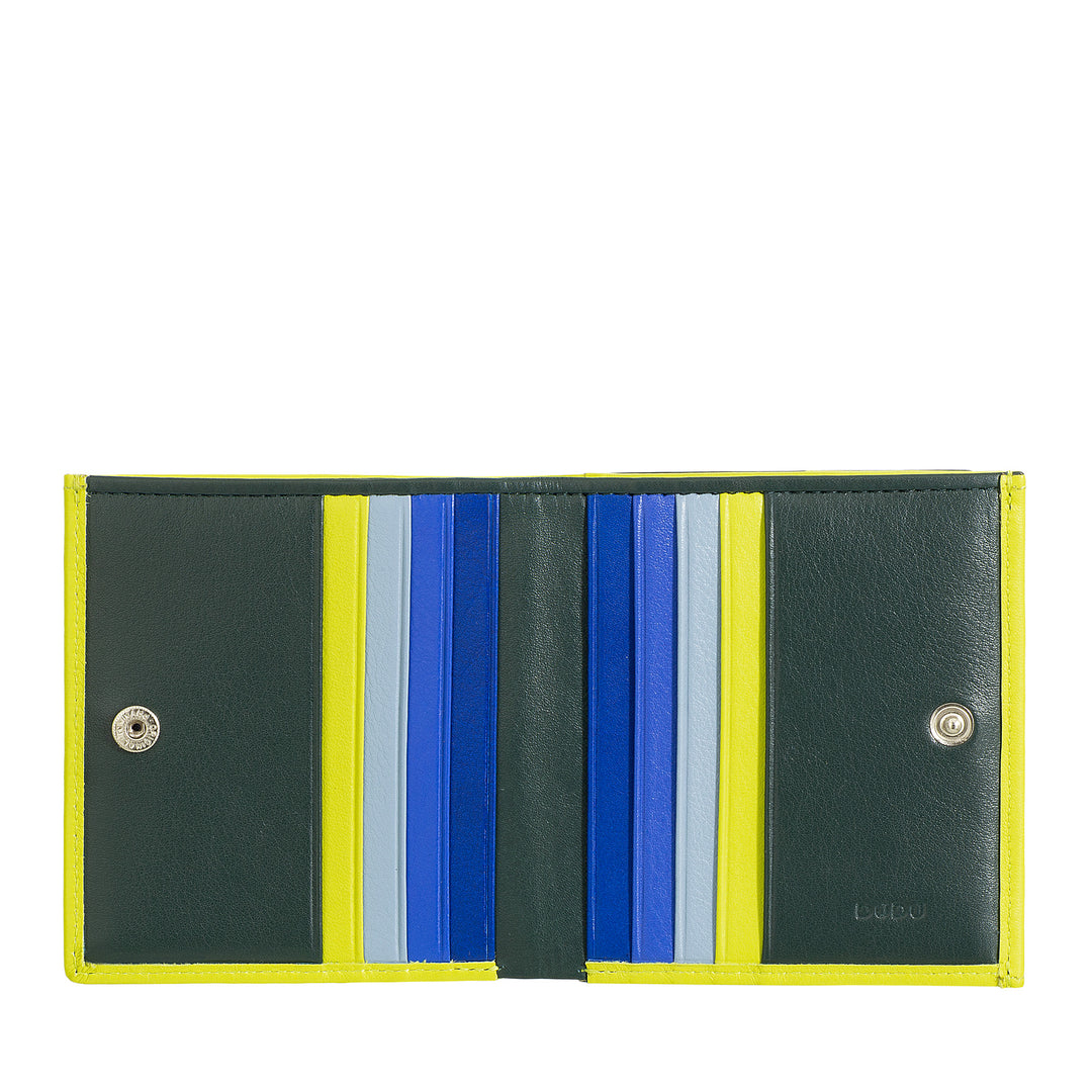 DuDu Cartera RFID de cuero multicolor para tarjetas y monedas