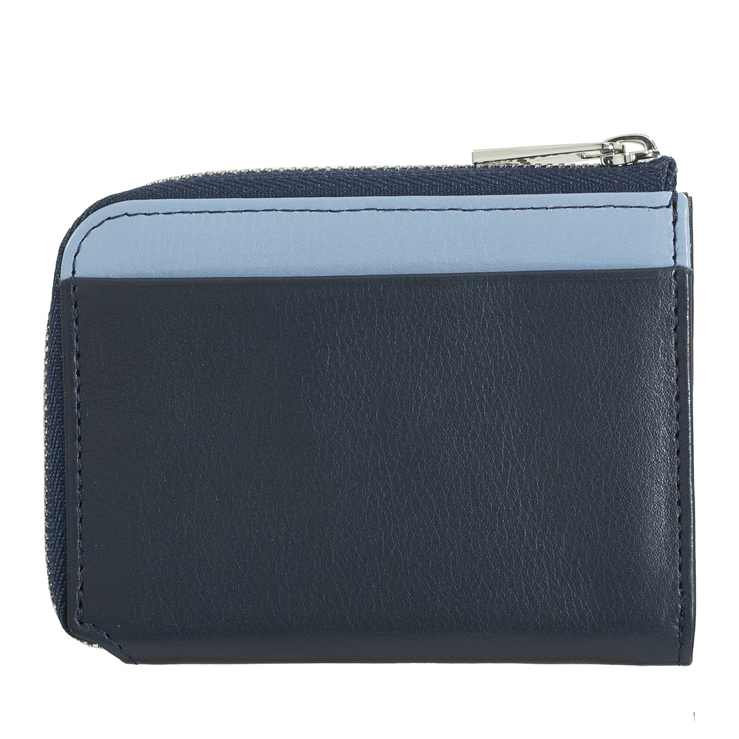 DUDU Men's Small Zip Wallet, Colorful Leather RFID Wallet, Credit Card Holder, Compact Pocket Design